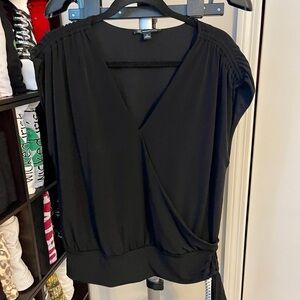 INC International Concepts Elegant Black Drape Blouse